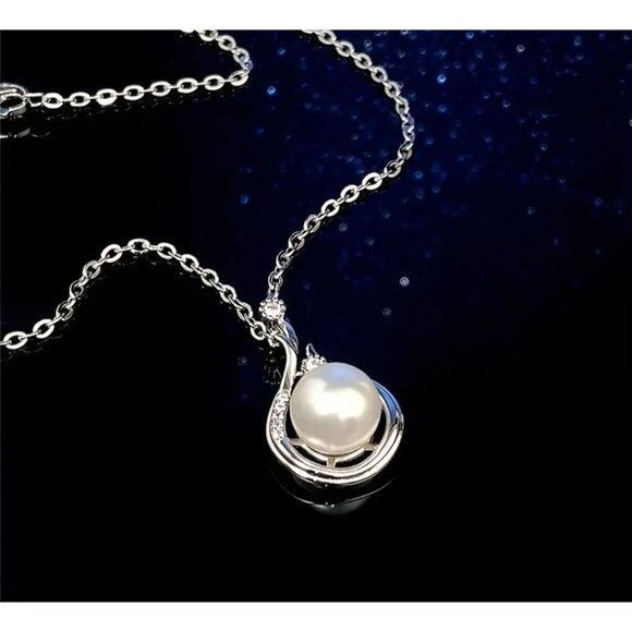 Copper Silver Faux Pearl Pendant Chain Gift - Picture 3 of 4